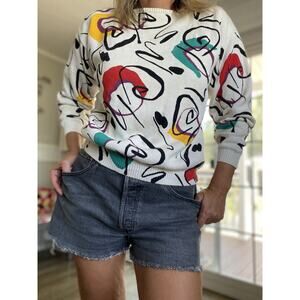 PANTHER Long Sleeve Top Sweater Miro Art Inspire Abstract 100% Cotton M